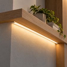 Illustration of LED lighting integrated into display shelves